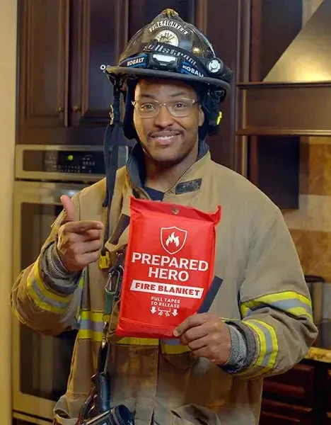 Prepared hero fire blanket user 1